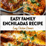 Golden baked enchiladas topped with melted cheese and sprinkled cilantro served fresh from the oven